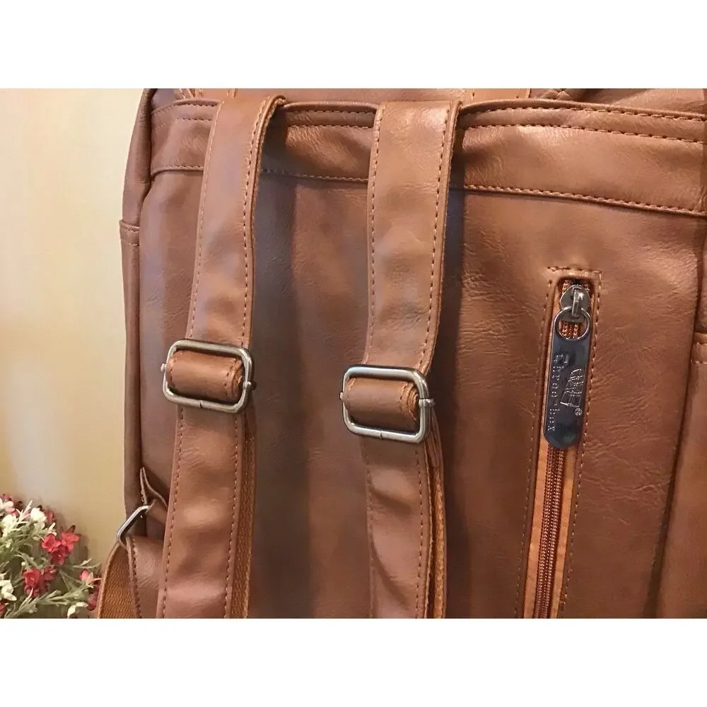 Vegan Leather Bag/Backpack With Adjustable Strap Laptop Compartment College